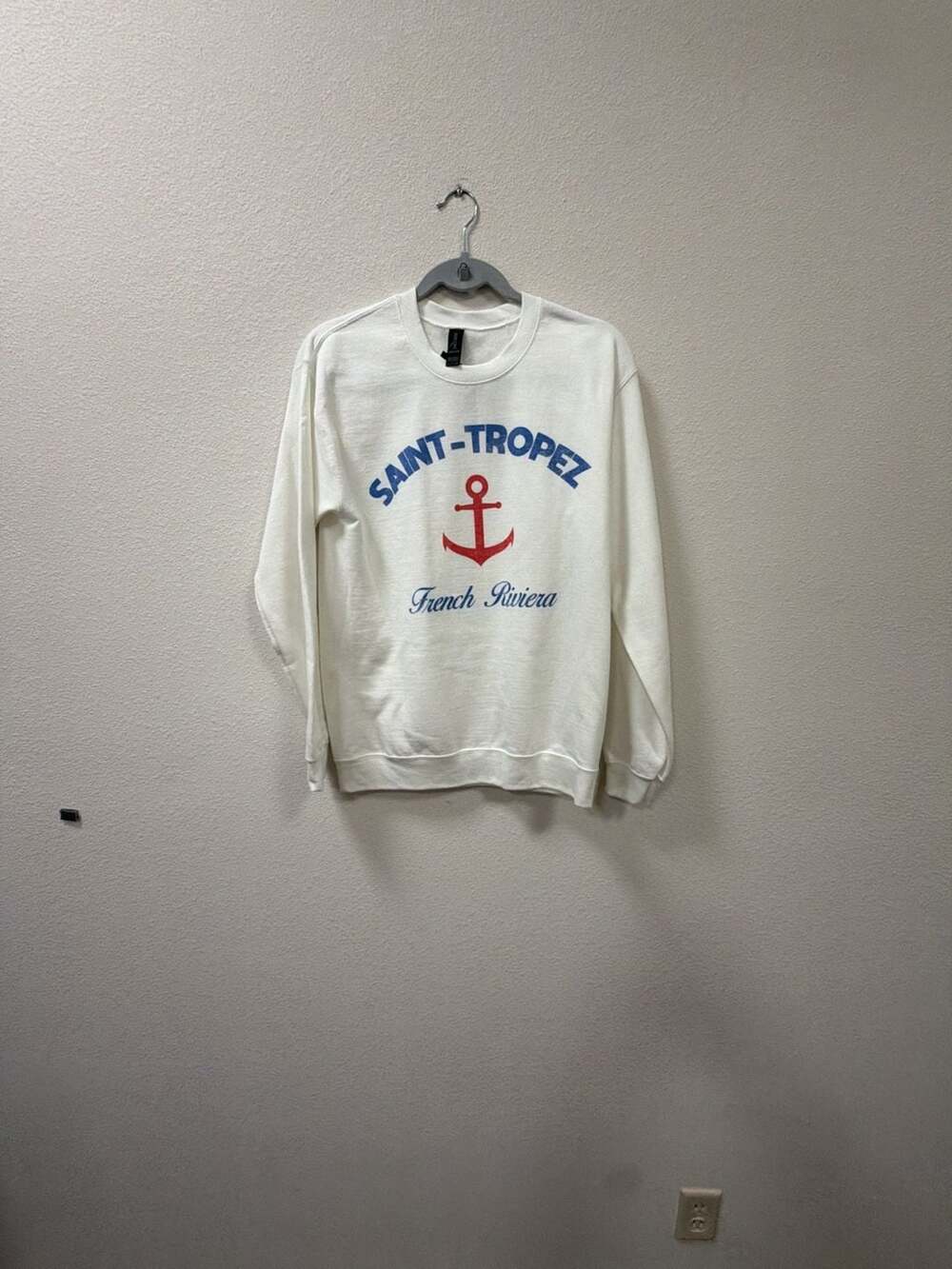 Gildan Saint-Tropez Heavy Blend Sweatshirt Size S White Anchor French Riviera